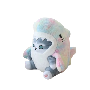 plush cat wearing a shark outfit