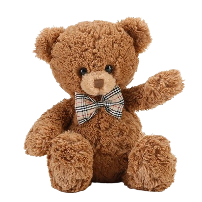 soft teddy bear wearing a bow tie
